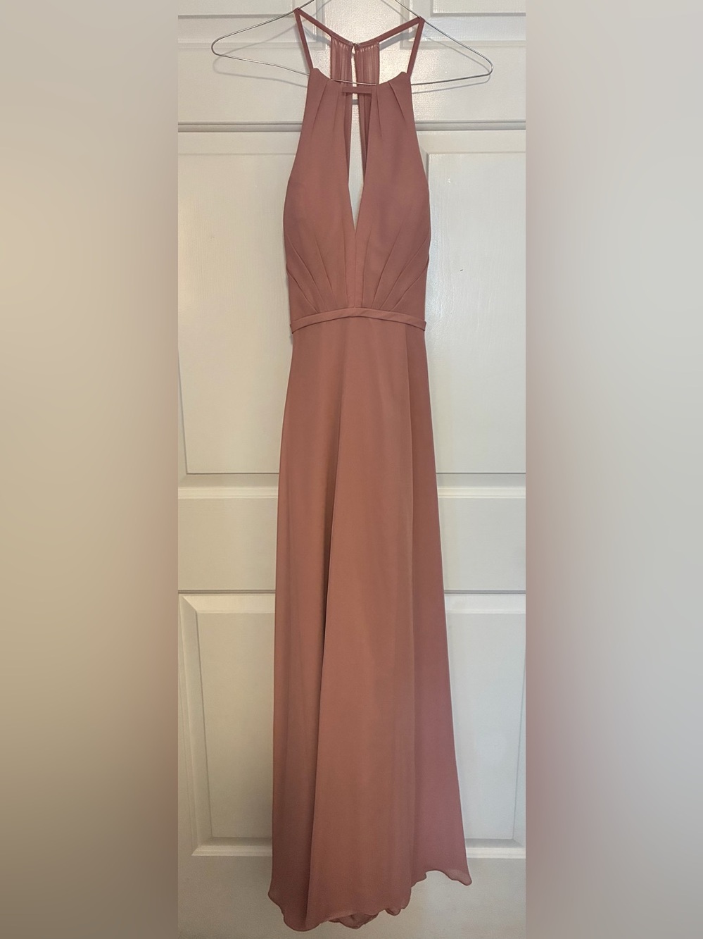 Azazie Dusty Rose High-Neck Maxi Dress, Size 10